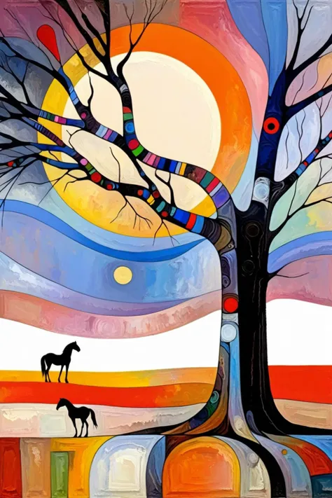 ral-colorswirl,<lora:ral-colorswirl-sdxl:1>,by (Euan Uglow:0.8),(Pablo Picasso:0.3),
Withered vine old tree faint crow,small bridge water family,ancient road west wind thin horse. The sun is setting,the broken heart is in the end of the world,