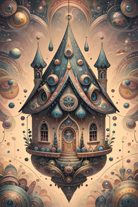 masterpiece, best quality,ral-colorswirl, fairy totem with a house on top, top view <lora:ral-colorswirl-sd15:1>