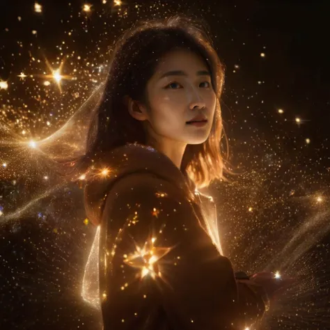 a woman standing in front of a star filled sky with lights on her face and arms, looking at the camera, Chen Lu, light effect, a hologram, rayonism,<lora:sl-Field scenery-xl_v1:0.4> <lora:sl-fantasy_wonderland-xl_v1:0.5> ,Masterpiece, High Resolution, 8K, Amazing Quality, Amazing Shadows, Soft Lighting,lifelike,extreme detail description,sharp focus, <lora:jpn-girl_v1:0.8> jpn-girl