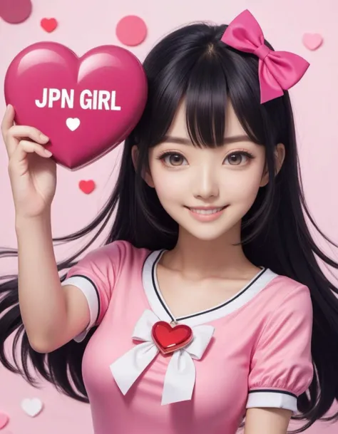 masterpiece, best quality, highres, absurdres, explicit, nsfw, anime,
(1 cute jpn-girl:1.9), (beautiful face, beautiful eyes, beautiful black hair:1.5), (smile, happy:1.5),
<lora:jpn-girl_v1:0.7>, <lora:add-detail-xl:3>,
(holding a pink heart with text "JPN GIRL" on it:1.4), (cheerleader, cleavage:1.3)