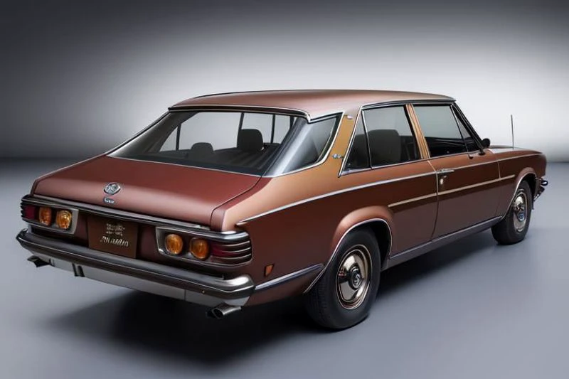 (photorealistic, high resolution, uhd, 8k, masterpiece), 1971 Toyota Crown Station wagon, rear side view