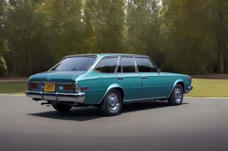 (photorealistic, high resolution, uhd, 8k, masterpiece), 1971 Toyota Crown Station wagon, rear side view