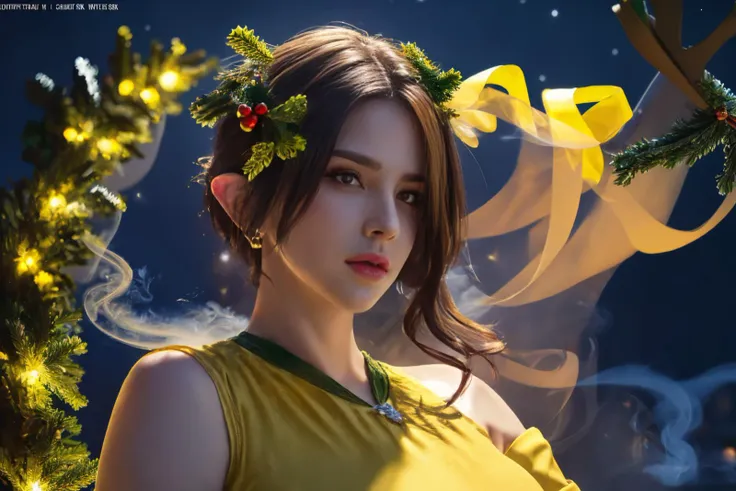 4irls, hetero, multiple girls, beautiful face, amazing body, (("yellow Team" text on sky)), ((yellow smoke:1.5)), Mistletoe Mercenaries, Elite Forces, huge weapon, (mistletoe:1.5), ((yellow team arresting santa and his elves)), ((yellow angel outfit)), ((mistletoe:1.5)), ((night:1.5)), ((kingdom of darkness:1.5)), nightmare christmas, sharp details, cg unity, ((kingdom of darkness background, dark night sky:1.5)), epic, gorgeous, film grain, christmas, cinematic, ray traced, insanely detailed and intricate, hyper maximalist, elegant, super detailed, volumetric, ultra - detailed, 8k, ambient occlusion, volumetric lighting, high contrast, hdr