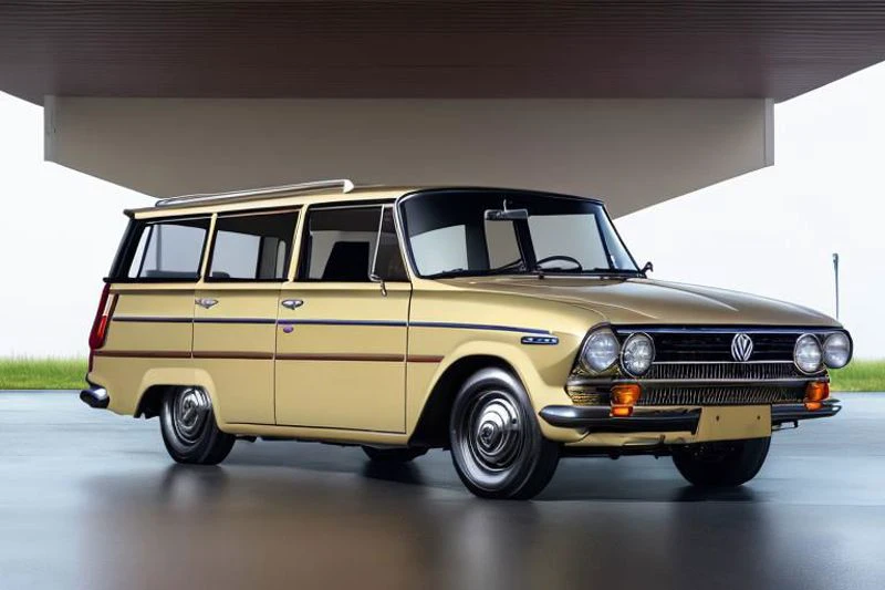 (photorealistic, high resolution, uhd, 8k, masterpiece), 1961 Toyota Crown Station wagon, (Volkswagen T1 Bus style)