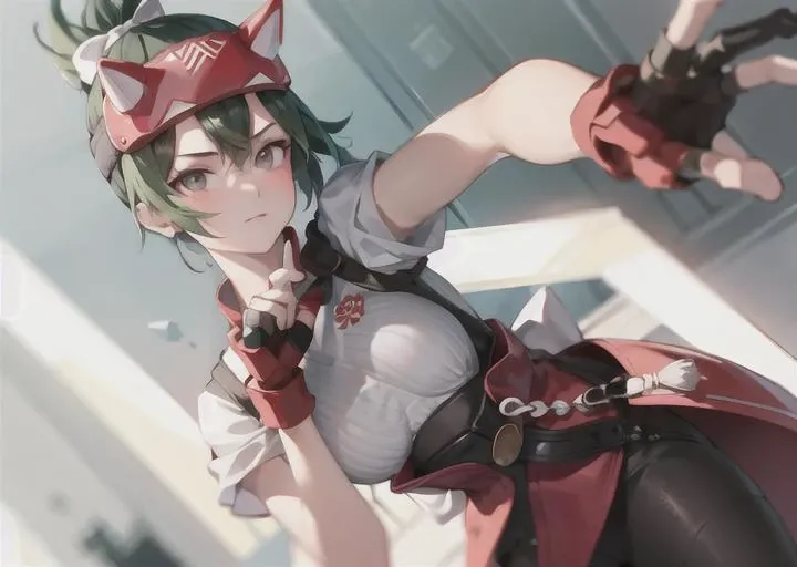 masterpiece, best quality, 1girl, dynamic camera angle, stylish clothes, serious expression <lora:kirikoOverwatch_v20>