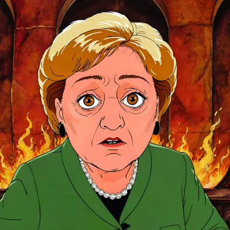 cartoon of  Angela Merkel (Politician), in a Fantasy movie scene,  detailed background, perfect composition, directed by Federico Fellini (  in rankinbasshobbit style:1.1)
<lora:add-detail-xl:0.65>    <lora:rankinbasshobbit_styleXL_v.10.2-000002:1.15> <lora:xl_more_art-full_v1:0.65>