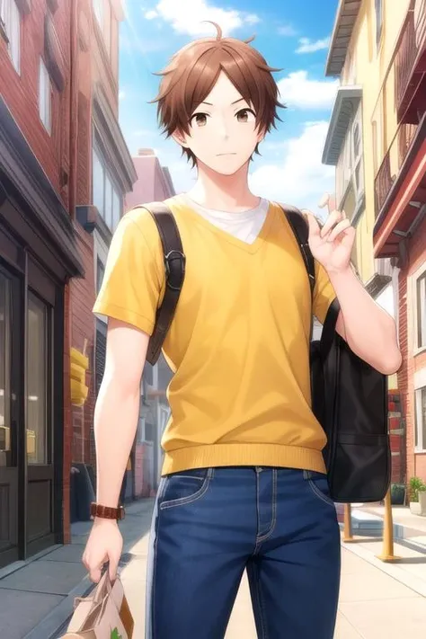 masterpiece, best quality, game cg, 1boy, solo, male focus, looking at viewer, , , , , <lora:keiichi_katakura:0.74>, keiichi_katakura, brown hair, brown eyes, , construction site,