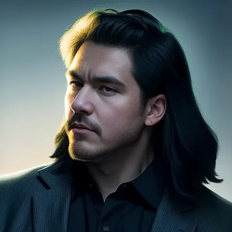 RAW photo in style of (slotgames:1.0), a close up portrait photo of brutal 45 y.o man in wastelander clothes, long haircut, pale skin, slim body, background is city ruins, (high detailed skin:1.2), 8k uhd, dslr, soft lighting, high quality, film grain, Fujifilm XT3