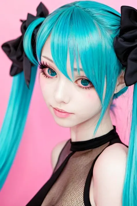 colorful_hair,halftone_hair,neon_palette,lam_style, 1girl, solo, solo, long hair, twintails, very long hair,hatsune miku \(cosplay\), , <lora:LAM_style_loha:0.7>