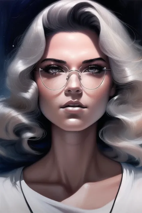 dreamlikeart, High detail, digital painting, intricate, 8k, ((highly detailed)), cinematic lighting, dramatic light, intense, sharp focus, best quality, hyper detail.
(best quality:1.0), young 1girl, stunningly attractive, perfect feminine face, (cute:1.2), silver short wavy hair, (aroused:1.1), playful, (white t-shirt), detailed background, black eyes, highres, dynamic angle, (cinematic lighting:1.2), (by Range Murata:1.0), (by Taka Tony:1.0), by Jeremy Lipking, cowboy shot, glasses
<lora:gargantuaInkpunLORA_inkpunv1:0.75> inkpun