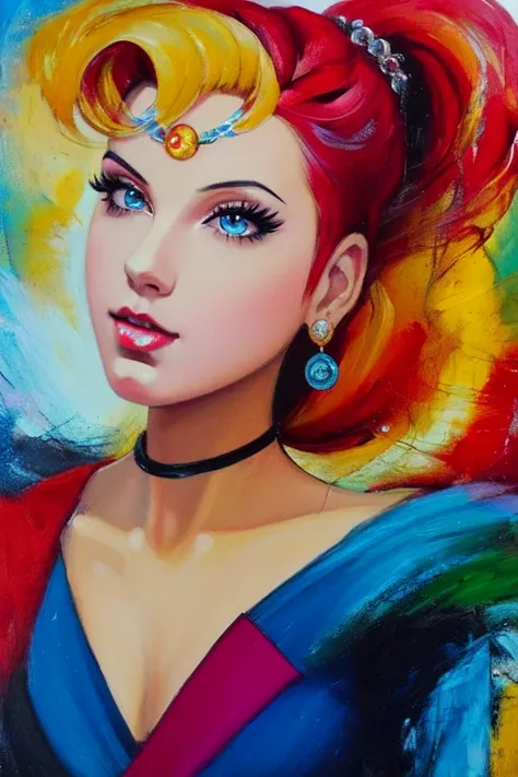 Anime style, art by artgerm, sailor moon style, manga, (masterpiece, best quality, ultra-detailed, highres), perfect face, sidelighting, lustrous skin,(bloom), (shine), lighting, ray tracing, sci-fi, city, outdoor,1girl, solo, jewelry, earrings, blue eyes, looking at viewer, bangs, red hair, ponytail, pants, long hair, pink hair, long sleeves, jacket, depth_of_field,very detailed background, highly detailed background, Masterpiece, Ultra detailed, great composition,Dynamic angle,[Bottle bottom],(wide shot), extremely delicate and beautiful,(Highest picture quality), (Master's work) <lora:gargantuaInkpunLORA_inkpunv1:1>