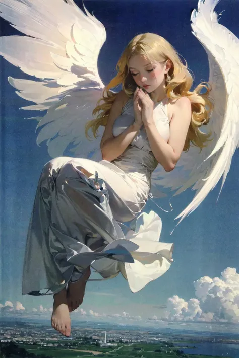 Create a hyper-realistic, emotionally charged image for the "Nine of Lights" card in the Lumen Angelis deck, deeply inspired by the traditional Nine of Swords from the Rider-Waite tarot. The scene should evoke a powerful sense of anguish and internal struggle, transformed into a celestial, ethereal landscape that captures the essence of this card’s meaning.
At the center of the image is a majestic angel, sitting on the edge of a celestial bed crafted from soft, glowing clouds, which float gently above a dark, starlit void. The angel is depicted with a strikingly beautiful yet sorrowful expression, their head buried in their hands, conveying deep distress and anxiety. The angel's long, flowing hair cascades down their back, catching the faint light of distant stars, creating a halo effect that adds to their ethereal presence. The feathers of their wings, normally radiant and pure, now appear slightly dimmed, as if weighed down by the heavy emotions they carry.
Surrounding the angel are nine radiant beams of light, each piercing the darkness around them like swords. These beams are sharper and more intense than in any previous card, with each one emanating a cold, harsh light that casts sharp, dramatic shadows across the angel’s form. The beams are arranged in a semi-circle above and around the angel, almost like a crown of thorns, symbolizing the mental torment and relentless thoughts that haunt them. Each beam is adorned with faint, intricate runes that glow softly, representing the various fears, regrets, and sorrows that plague the mind. These inscriptions are so detailed that they seem to pulse with the angel's every breath, creating an almost palpable tension in the air.
The background is a vast expanse of deep, indigo night sky, dotted with distant stars that twinkle faintly, providing a stark contrast to the intense brightness of the light beams. The stars are scattered sparsely, creating a feeling of isolation and loneliness. Below, the darkness stretches