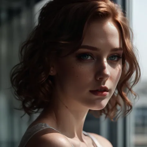award wining professional photo of (beautiful:1.2), (cute:1.3), (curvy:0.7), youth, ginger female model, break, highlight detailed modern red hair, perfect detailed slim fit full body, (smiling:0.7), detailed pale skin, little snub nose, (realistic skin:1.2), (freckles:0.6), (detailed perfect piercing deep [grey:green:0.5] glossy natural eyes), mascara eyelashes, (detailed full swollen shaped peach lips), broad cheek,break, masterpiece, ultra realistic, realistic light, rim lighting, studio lighting, (saturation), photorealistic, best quality,<lora:epi_noiseoffset2:0.8>, <lora:hairdetailer:0.8> <lora:locon_perfecteyes_v1_from_v1_64_32:0.3> <lora:real_skin:0.6> <lora:_20230805154543:0.4>