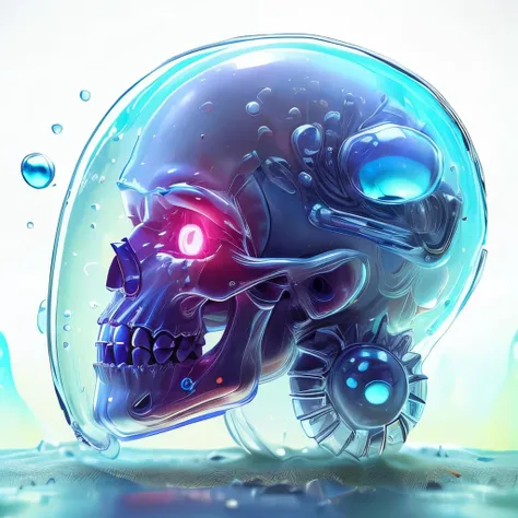 gelatintech, micronomicon, a human skull, scifi, see-through, transparent, colorful, intricate, detailed, realistic, best quality, <lora:GelatinTech:1> <lora:Micronomicon:0.4>