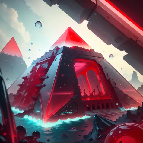 <lora:GelatinTech-20:1>, gelatintech , scifi, red , see-through,
highway, ocean, plushtech pyramid \(structure\),