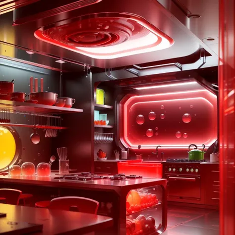 <lora:GelatinTech-20:1>, gelatintech , scifi, see-through, red ,
(gelatintech kitchen ),