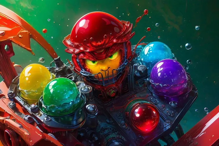 (Red, orange, yellow, green, blue, indigo, violet) __3gg15__ , riotous colors, egg war, <lora:GelatinTech:1>