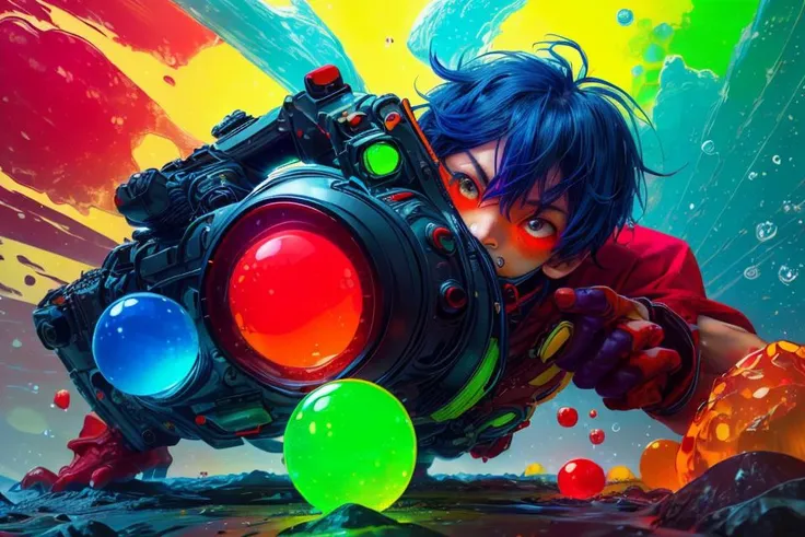 (Red, orange, yellow, green, blue, indigo, violet) __3gg15__ , riotous colors, egg war, <lora:GelatinTech:1>