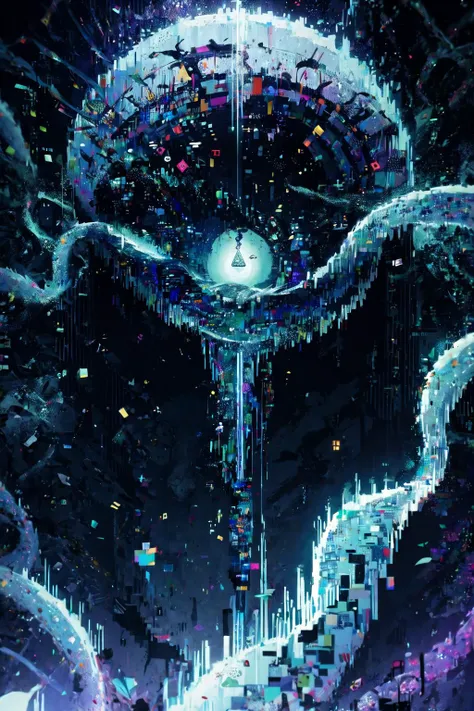 official art, unity 8k wallpaper, ultra detailed, beautiful and aesthetic, masterpiece, best quality, (zentangle, mandala, tangle, entangle), (fractal art:1.3), 1girl, extremely detailed, dynamic angle, cowboyshot, the most beautiful form of chaos, elegant, a brutalist designed, vivid colours, romanticism, by james jean, roby dwi antono, ross tran, francis bacon, michal mraz, adrian ghenie, petra cortright, gerhard richter, takato yamamoto, ashley wood, atmospheric, ecstasy of musical notes, streaming musical notes visible, <lora:add_detail:0.5>, <lora:Gloomifier_V2_TheGlow:2> bioluminescence, dark, night,darkness, cold, cold lighting, fog