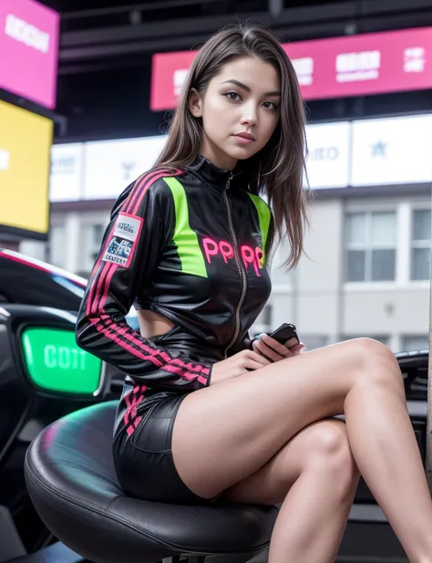 Aesthetic: ((cyberpop, futuristic pop, digital culture, neon, technology, internet aesthetics):1.4)
BREAK
Composition: <lora:beautylegs_v01:0.4> (((beautylegs))), 1girl, perfect face, perfect eyes, looking at viewer, thick thighs, good quality BREAK wearing shorts 
BREAK
Lighting: Glowing Neon, Vibrant, Energetic
BREAK
Quality: intricate, highly detailed, sharp focus, realistic, 8k
BREAK
Appearance: (25 years old), (caucasian girl, american girl), ((brown hair))
BREAK
good quality:0.992