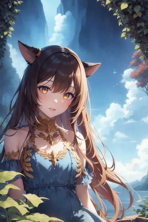 (masterpiece:1.1), (highest quality:1.1), (HDR:1.0), high quality, imp girl, special ambience, (flat color:0.8), (limited palette), high contrast, cg unity wallpaper, hyper focus, tone mapping, depth mapping, above clouds, starry sky, plants, tropic, 1girl, golden eyes, looking away, portrait, parted lips, (ethereal), indigo skin, shorts, wave, pretty face, fantasy, (magical:0.7)