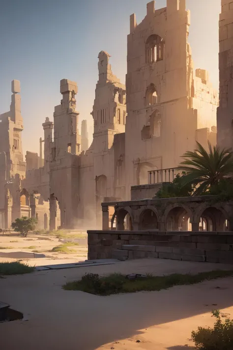 extreme quality, cg, photorealistic, (bright colors:0.9), desert oasis scene, sand, (green oasis:1.3), (oasis water:1.34), outdoors, masterpiece, 8k, (tone mapping, hyper focus:0.5), limited palette, red, scared, (varied depth of field:0.8), complimentary colors, particle dust, (ancient), (pyramid:0.8), loose desert, (destiny 2:1.25), (no humans:1.5), (neon cyber technology:1.27), (architecture:0.8), magical, ruins, (catacomb:0.7), activation