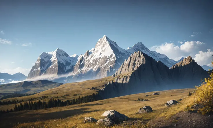 extreme quality, cg, (colorful), (a realistic photo of a mountain aesthetic scene:1.2), visually appealing, ,, (varied depth of field:0.76), ,, masterpiece, 8k, tone mapping, hyper focus, indigo, limited palette, Ufotable aesthetic, (clarity), (Diarmuid Byron O'Connor), (smug:0.8), (no humans:1.6), picturesque scenery, landscape, plant, horizon, sky, ,, epic, nature