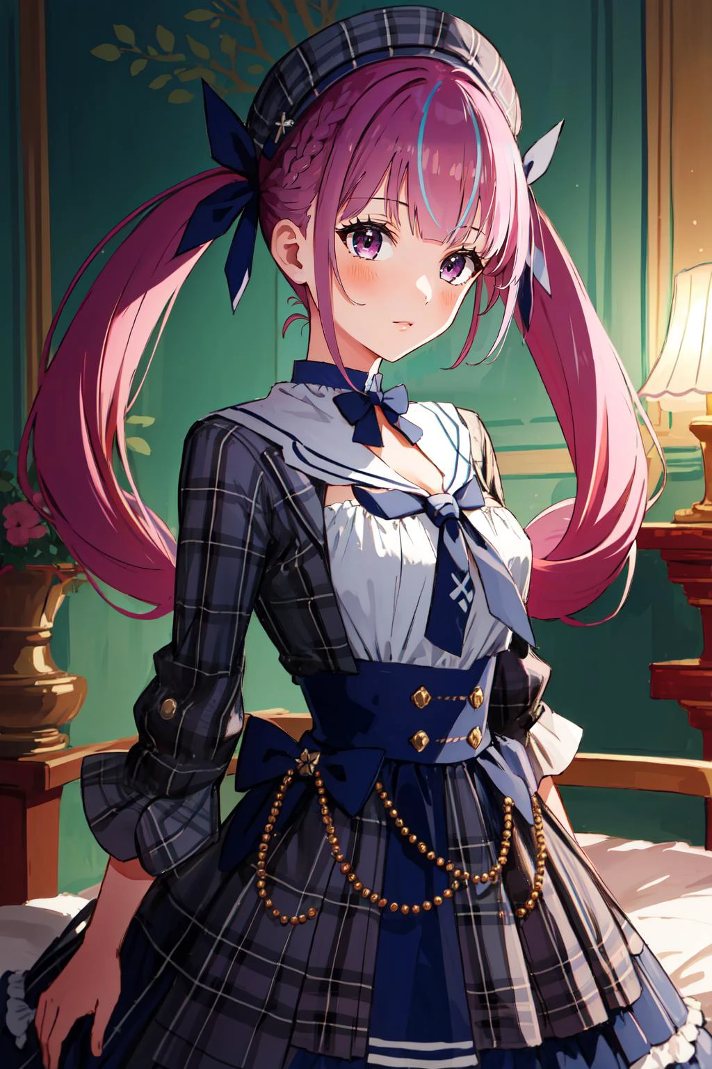 (masterpiece, best quality), intricate details,
1girl, <lora:minato_aqua_v1:0.8> minato aqua, twintails, drill hair,
<lora:suiseicos_V2:0.8> cdy,