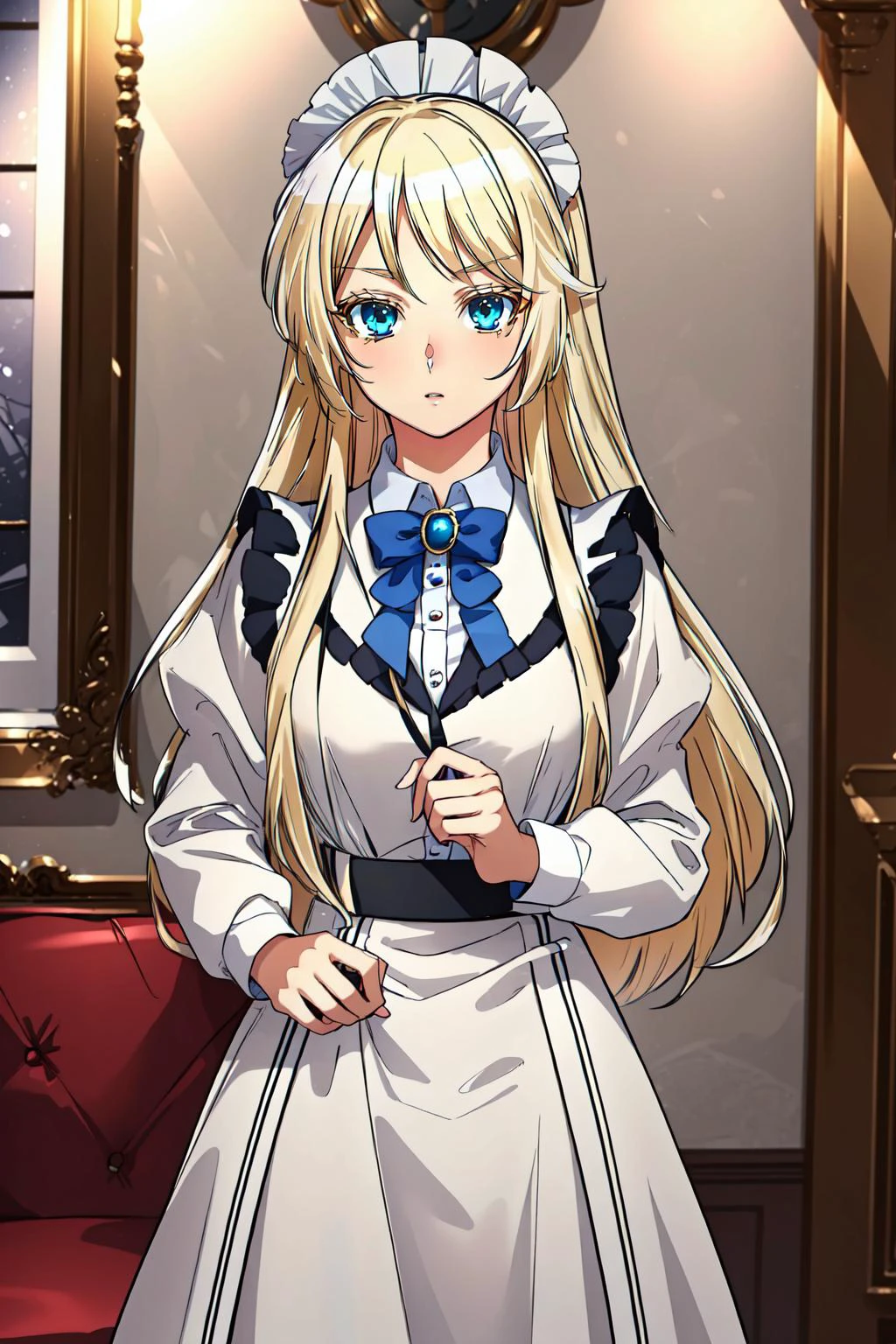 (masterpiece, best quality), intricate details,
1girl, long blonde hair, yellow eyes, <lora:Maria Cloche LoRA:0.8> <lora:victorian_maid-1.0:0.8> maid,