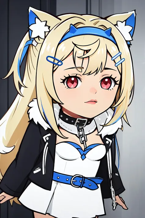 (masterpiece, best quality), intricate details,
1girl, <lora:CHAR-FuwawaAbyssgard:0.8> FuwawaAbyssgard, FuwawaAbyssgard, hairband, hairclip, chained belt collar, black jacket, fur-trim, blue belt, white dress, cleavage cutout
<lora:cah-10:0.8> cah,
