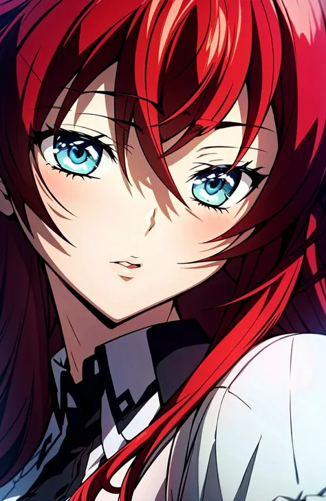 (extremely detailed CG unity 4k wallpaper),(masterpiece),(ultra quality),(ultra-detailed),(best illustration),(best shadow),(absurdres),(detailed background), <lora:OGT_Rias_Gremory-v1:1> Rias Gremory, red hair, 1girl, solo, blue eyes, long hair, close-up, alluring, pared lips