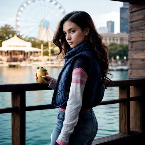 (Chicago Navy Pier, SFW, cozy sweater, quilted vest, skinny jeans, ankle boots, enjoying the lakeside attractions, early evening:1.35) Instagram_Influencer_112_By_Stable_Yogi
Faceshot_By_stable_yogi
Styler_Embedding_By_Stable_Yogi
<lora:Detail Blaster By Stable Yogi:0.5>
(center_parted_long_wavy_hair)