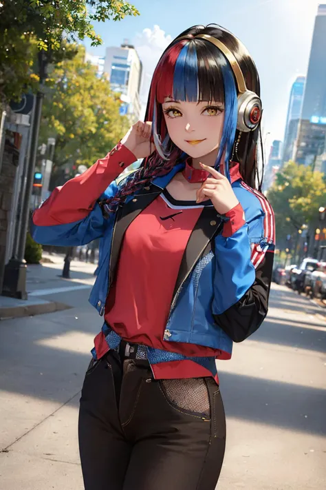 (masterpiece, best quality:1.2), solo, 1girl, harusaruhi, smile, looking at viewer, hand on own face, braid, headphones, jacket, shirt, long sleeves <lora:kamitsubaki_harusaruhi:1.0>