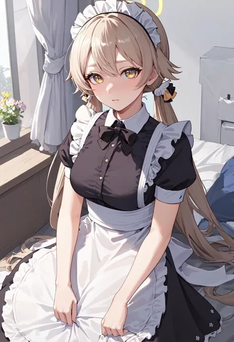 best quality, masterpiece, highres, solo, (hifumi_bluearchive:1.10), (maid:1.40), (long maid dress:1.15), 22 <lora:hifumi_bluearchive:0.80>