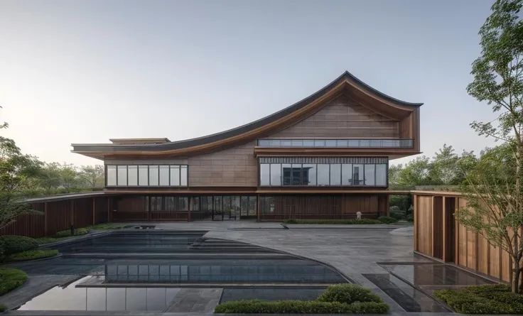 wall wood texture,new Chinese architecture, high quality, architectural photo, 8K, pool,  <lora:ç°ä»£ä½å®-01_v1.0:0.7> <lora:add_detail:0.6>