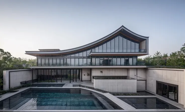 new Chinese architecture, high quality, architectural photo, 8K, pool,  <lora:ç°ä»£ä½å®-01_v1.0:0.7> <lora:add_detail:0.6>