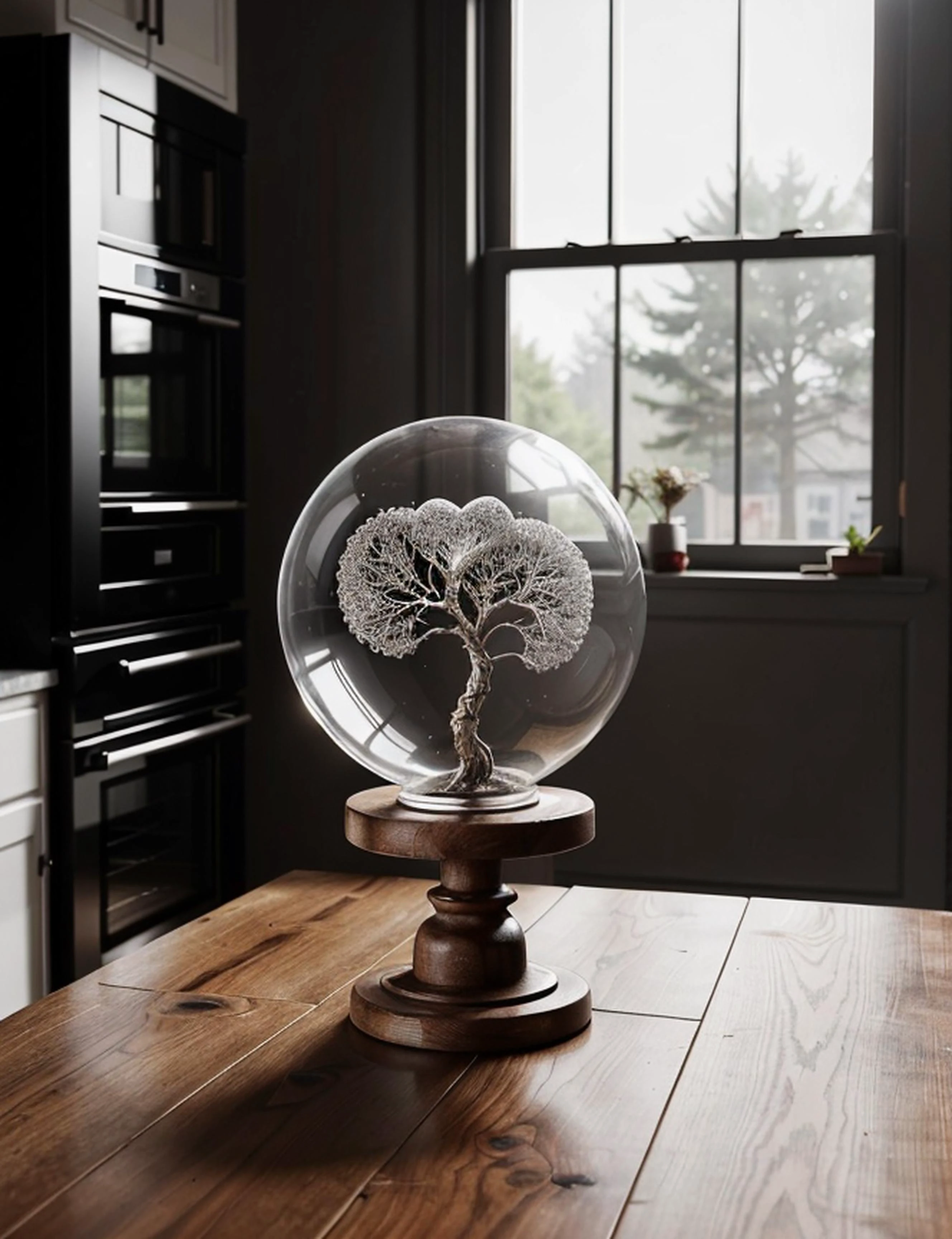 There a glass Heart sculpture, concealed inside is a landscape of tree of Life, in the day time , detailed image, 8k, 8k high quality detailed art, the sun , heart shaped sphere, amazing wallpaper, digital painting highly detailed, 8 k hd detailed oil painting, beautiful art uhd 4 k, focus on glass heart, close up, bokeh, unfocused counter top background Modifiers: extremely detailed Award winning photography fantasy studio lighting photorealistic very attractive beautiful imperial colors ultra detailed 4K 3D hdr very cute