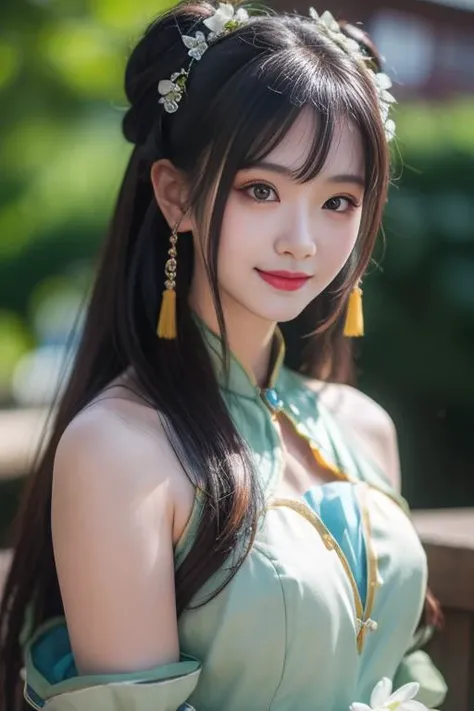 ltra-detailed,highly detailed,best quality,masterpiece,illustration,realistic,photorealistic,
zhuxianbiyao, 1girl, solo, cosplay,
hanfu, jewelry, upper body,
looking at viewer, light smile,
<lora:zhuxianbiyao_v2_02:0.7>