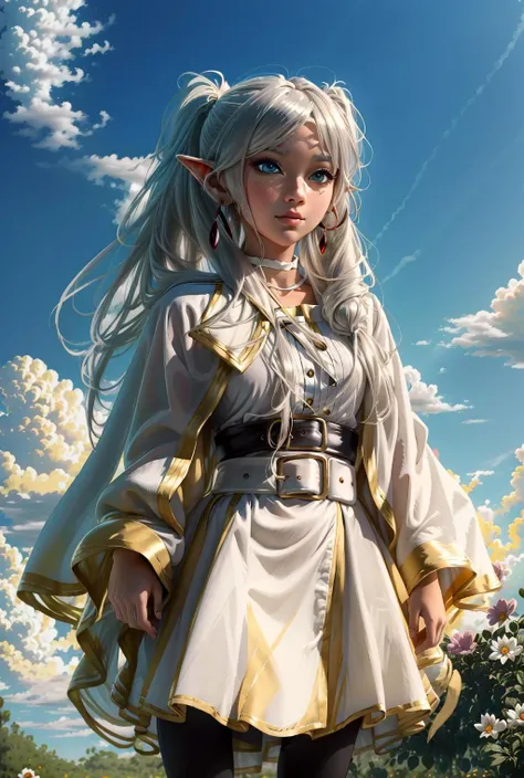 <lora:СÑÐ¸Ð»Ñ ÑенÑези FantasyArt_Style-20:0.8> < <lora:ФÑиÑен пÑовожаÑÑÐ°Ñ Ð² пÑоледний пÑÑÑ(Frieren, twintails, earrings(Ñм одеждÑ):0.7>,FrierenBase, twintails, earrings, white capelet, (striped shirt,black stripes), white skirt, long sleeves, belt, black pantyhose, anime style, anime colors,detailed anime,animeHD, anime eyes, bigger eyes, high quality anime, large anime pupils, 1girl in full growth, best quality, masterpiece, ultra-detailed, high quality,perfect anatomy, perfect full body, (detailed full body), good eyes, perfect face, pretty face