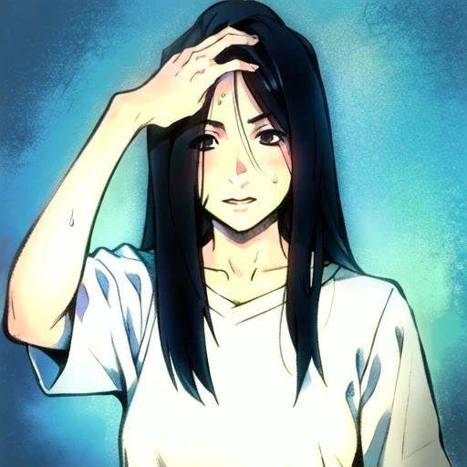 masterpiece, best quality, sweat,sadako_yamamura, <lora:Sadakobest:0.6>, 1girl, solo, beautiful warm lighting, <lora:tetsuyaNomuraKingdomHearts_1:0.8>, nomura tetsuya, colorful background, ((proud face)),(( standing confidently)), ((upper body)),