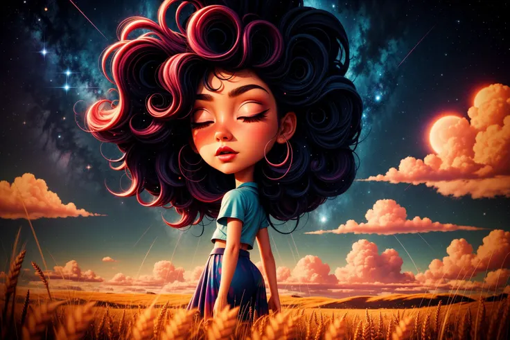 full body, dark sky, wheat field, clouds, stars, cosmos, abstract,girl, cute face, close eyes, moon cat,by Andy Kehoe, (intricate details, hyperdetailed:1.21), cinematic, Remodernism,
[:fantasy art, multiply, combined, stacked, symmetric, magic, multi layer effect, :0.50],
[:in focus, glowing, star sky,   fantasy, planets, sky, dark, night, magic, giant,  reflection, light particles, surreal, :0.70],
[:(colorful explosion psychedelic paint colors:1.3):0.35],
[:star (symbol), moon, scenery, starry sky,  backlighting, , forest, outdoors, cloud, nature, constellation,  space, night sky, mountain, sparkle,:0.80],
<lora:Sy3:0.5> Sy3  <lora:add_detail:0.8>
(make up, long eyelashes:1.10)