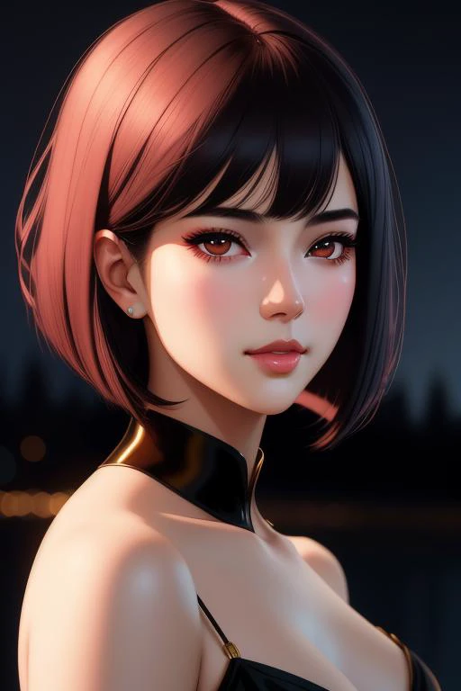 portrait of a gorgeous young woman in the style sarah moon, fine-face and body features, realistic shaded perfect face, extremely fine details. night setting. very anime art fashion model by ilya kuvshinov laurie greasley ross tran range murata dramatic lighting poster unreal engine 8k global illumination ray tracing hdr render ultra high detail super detailed octane cinema 4D remaster trending on pixiv