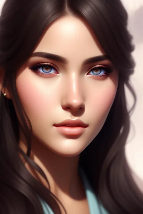 Centre close-up detail portrait of a beautiful girl, Matte painting, digital painting, detailed face, detailed eyes, beautiful body, detailed, smooth skin, soft lighting, high-resolution detail image