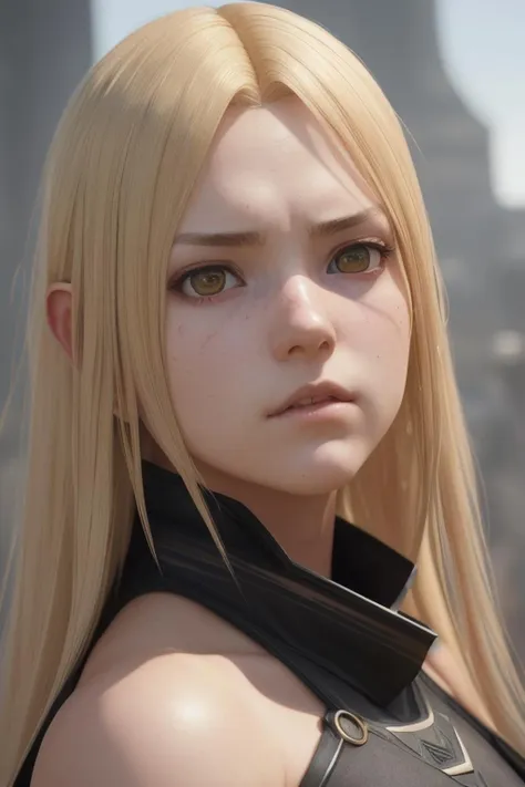 1girl, alternate costume, black dress, blonde hair, hair down, symmetrical facial features, from arknights, hyper realistic, rule of thirds, extreme detail, detailed 4k drawing, safebooru, realistic lighting, by alphonse mucha, greg rutkowski, sharp focus, backlit, attack on titan scenery