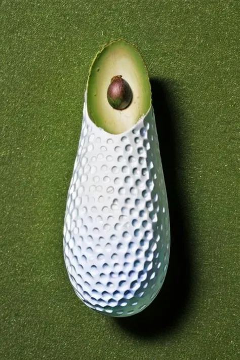 <lora:g0lfb4ll_v1:1>, high quality, high resolution,, made of golf balls, avocado