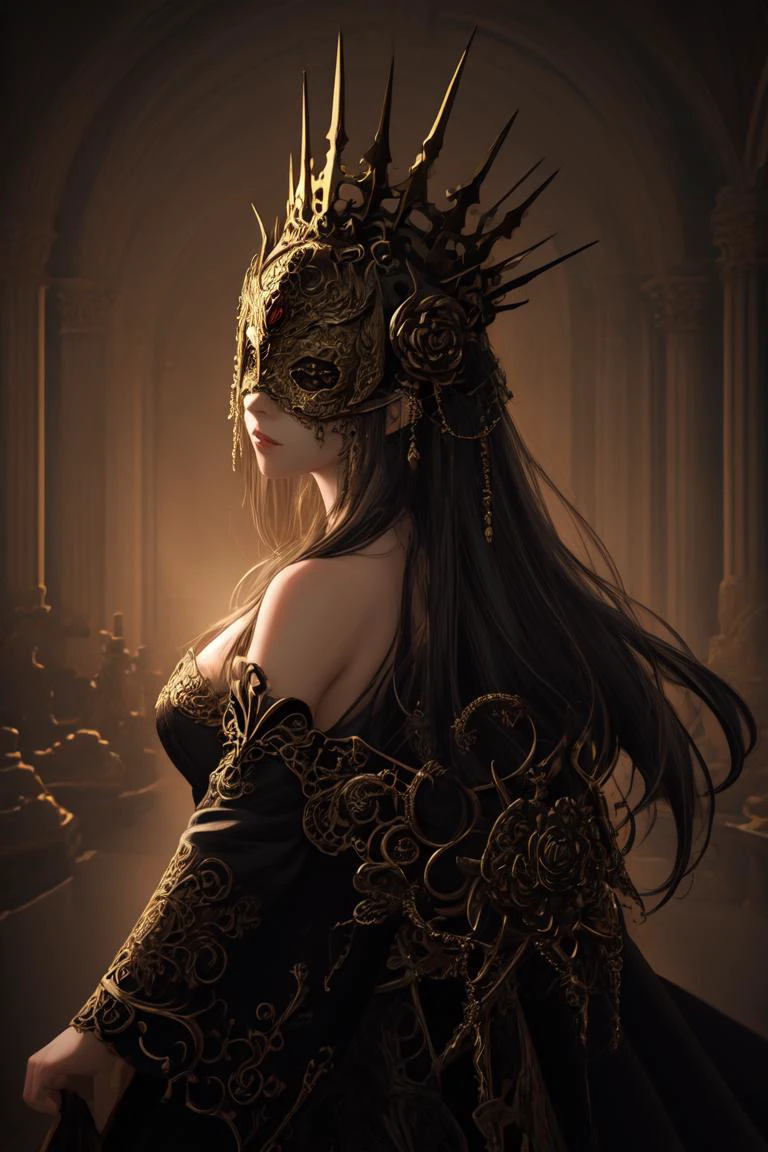 breathtaking 1girl, wide shot, trending on artstation, pixiv, digital art, anime masterpiece, dynamic lighting, beautiful aesthetic, 4k, award winning, hd, detailed backgound, <lora:Mild detail adjusterV10:0.2> <lora:SilvermoonMix06V71:0.5> <lora:BlindMask_v1:0.6> mask, blind mask, crown mask,, <lora:lcm-lora-sdv1-5:0.7>, masterpiece, award-winning, professional, highly detailed