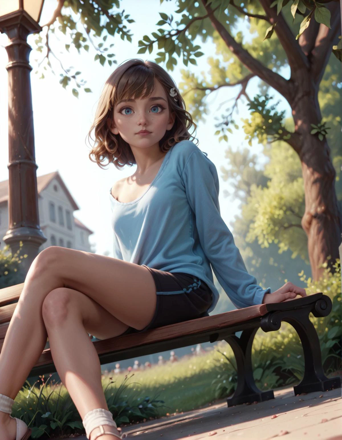 zPDXLrl, score_9, score_8_up, score_8, score_7, (photorealistic:1.2), cinematic, epic realism, soft shadows, realistic soft skin, perfect lighting, volumetric lighting, 8K, details, <lora:detailed_notrigger:0.8>, <lora:MJ52:0.5>, <lora:eye_catching:5> eye catching, drab,
realistic, hyper realistic, analog style, raw, photo, masterpiece, best quality, (highly detailed skin), wide shot, unique angle, unique perspective, dramatic angle, scenery, dappled lighting, (backlighting:0.7),
park, bench, girl sitting on a bench, sitting, in clothes, complex shadows, realistic lighting, <lora:tbh-pony-real-gen3:1>