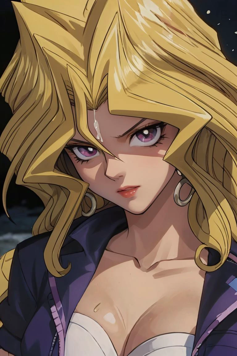 ANIME_mai_valentine_ownwaifu, www.ownwaifu.com,
blonde hair, long hair, breasts, purple eyes, navel, medium breasts, lipstick, makeup, bangs, hair between eyes, large breasts, collarbone, very long hair, eyelashes, red lips, spiked hair, hair intakes,<lora:ANIME_mai_valentine_ownwaifu-15:1> , official art,extremely detailed CG unity 8k wallpaper, perfect lighting,Colorful, Bright_Front_face_Lighting,shiny skin, (masterpiece:1.0),(best_quality:1.0), ultra high res,4K,ultra-detailed, photography, 8K, HDR, highres, (absurdres:1.2), Kodak portra 400, film grain, blurry background, (bokeh:1.2), lens flare, (vibrant_color:1.2),professional photograph, (beautiful_face:1.5),
