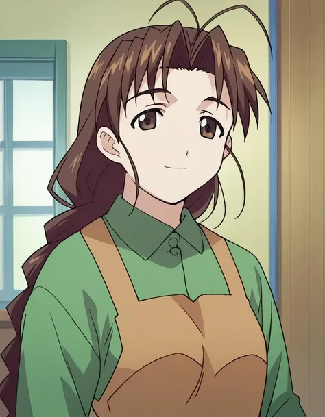 score_9, score_8_up, score_7_up, source_anime,
mutsumiotohime, <lora:mutsumi-otohime-ponyxl-lora-nochekaiser:1>,
mutsumi otohime, long hair, brown hair, brown eyes, antenna hair, braid, single braid, braided ponytail, smile,
shirt, long sleeves, apron,
indoors,
looking at viewer, dutch angle, cowboy shot,