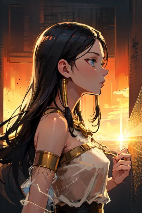 (side view,medium close-up:1.3),(best illustration,perfect ratio:1.3),natural lighting, soft lighting, sunlight, HDR (High Dynamic Range), Maximum Clarity And Sharpness, Multi-Layered Textures,<lora:yugioh_ishtar:1> ishizu ishtar